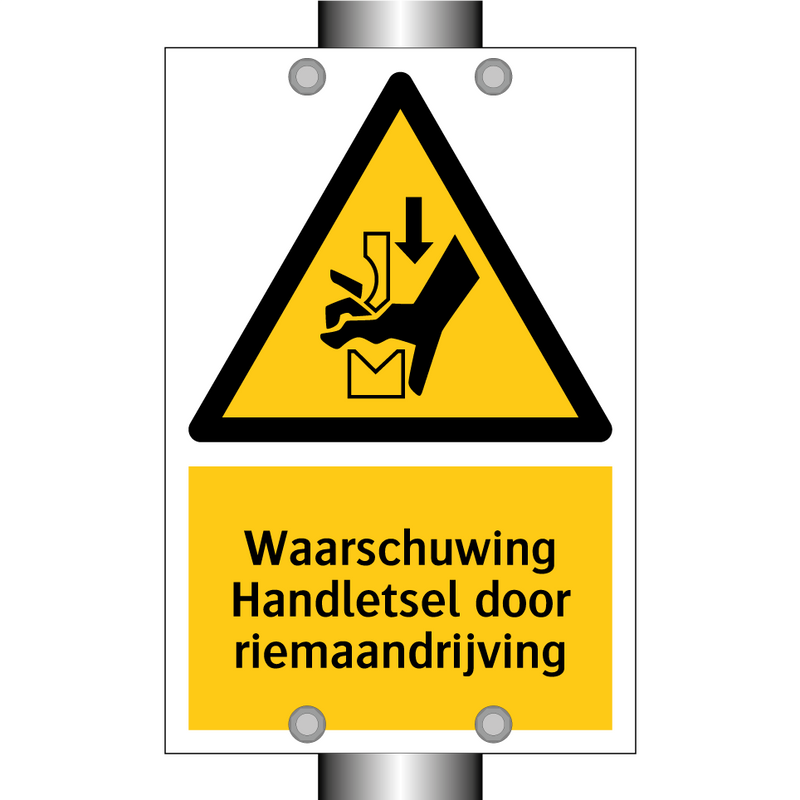 Waarschuwing Handletsel door riemaandrijving