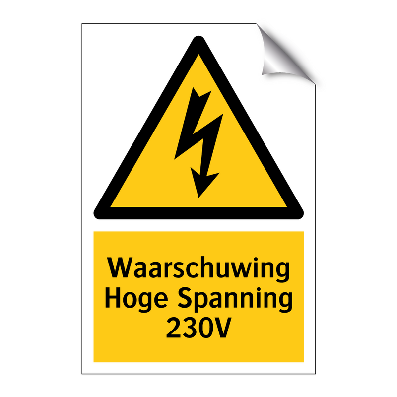 Waarschuwing Hoge Spanning 230V