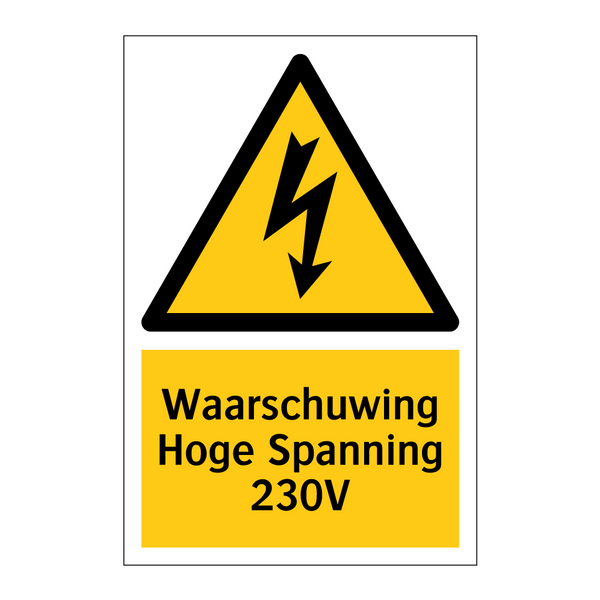 Waarschuwing Hoge Spanning 230V