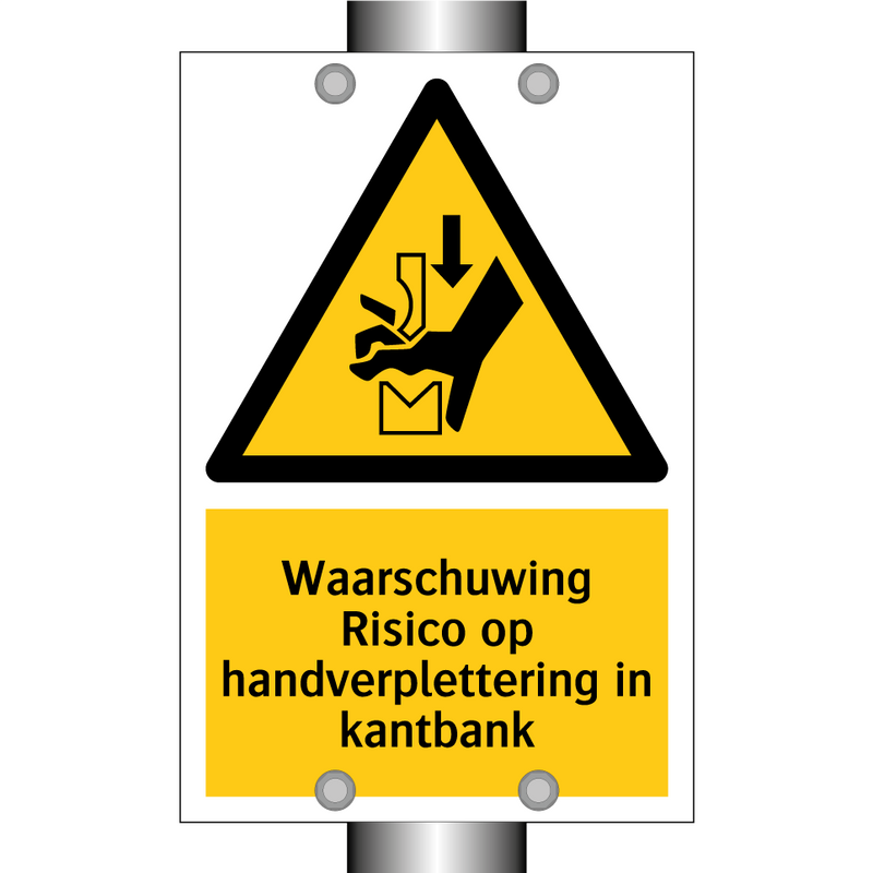 Waarschuwing Risico op handverplettering in kantbank