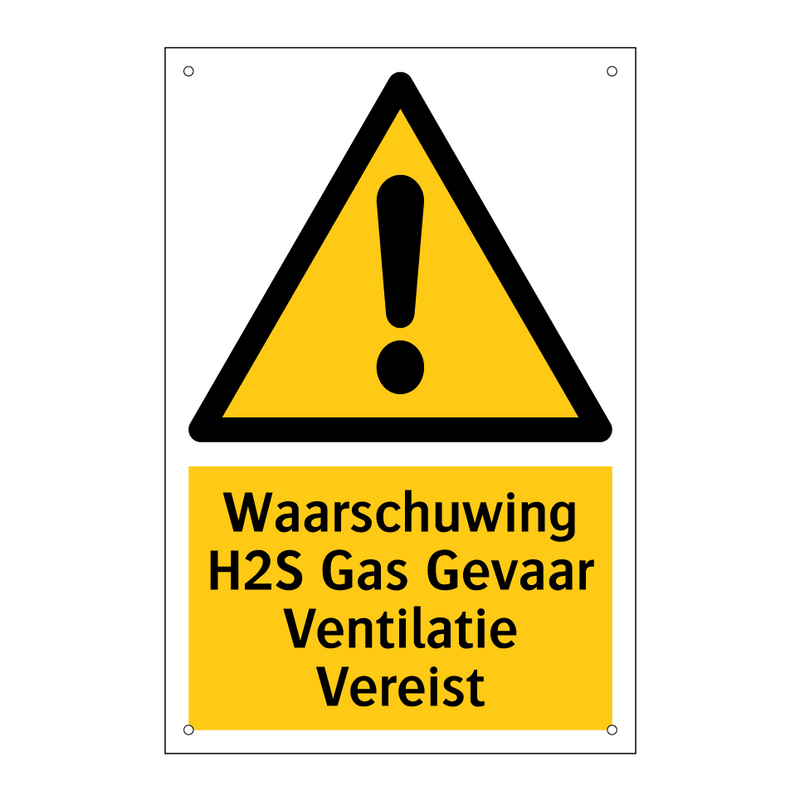 Waarschuwing H2S Gas Gevaar Ventilatie Vereist