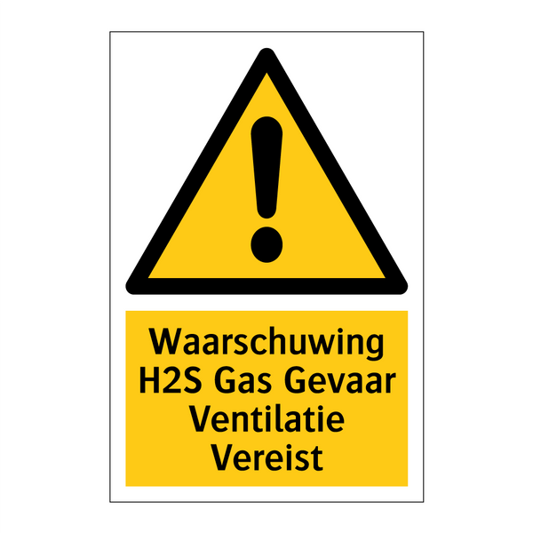 Waarschuwing H2S Gas Gevaar Ventilatie Vereist