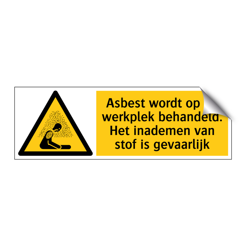 Asbest wordt op de werkplek behandeld. Het inademen van stof is gevaarlijk