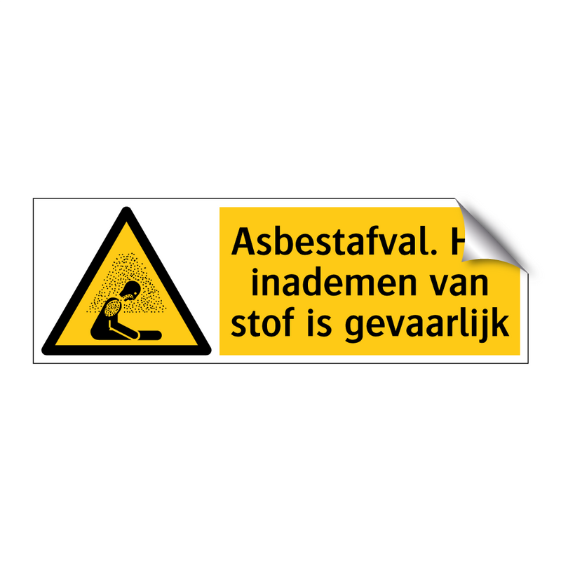 Asbestafval. Het inademen van stof is gevaarlijk