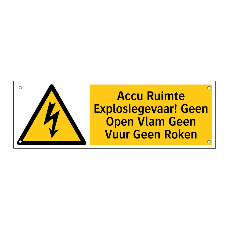 Accu Ruimte Explosiegevaar! Geen Open Vlam Geen Vuur Geen Roken