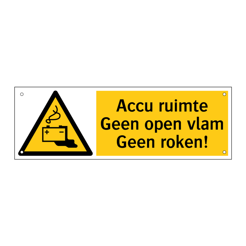 Accu ruimte Geen open vlam Geen roken!