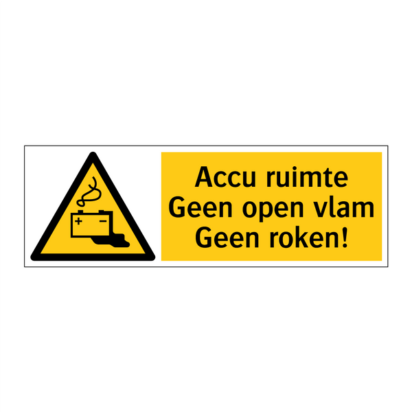 Accu ruimte Geen open vlam Geen roken!