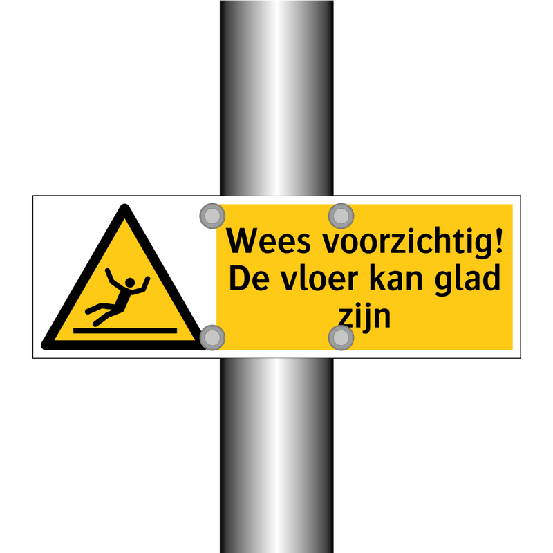 Wees voorzichtig! De vloer kan glad zijn