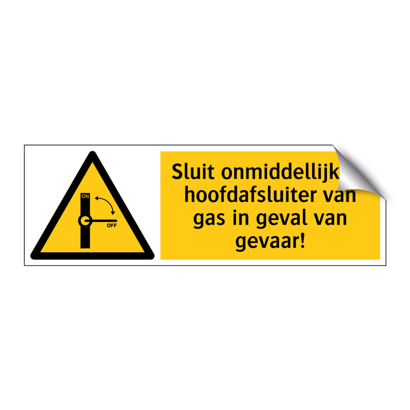 Sluit onmiddellijk de hoofdafsluiter van gas in geval van gevaar!