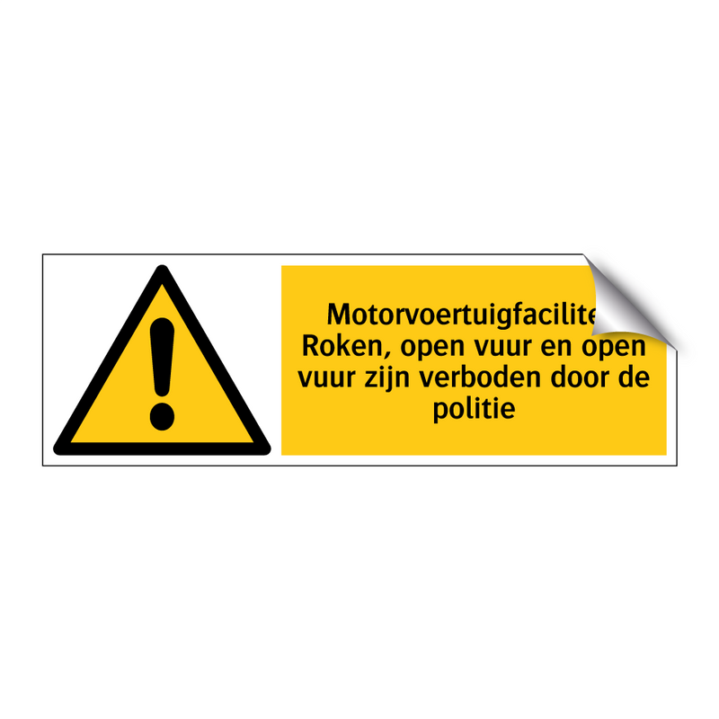 Motorvoertuigfaciliteit Roken, open vuur en open vuur zijn verboden door de politie