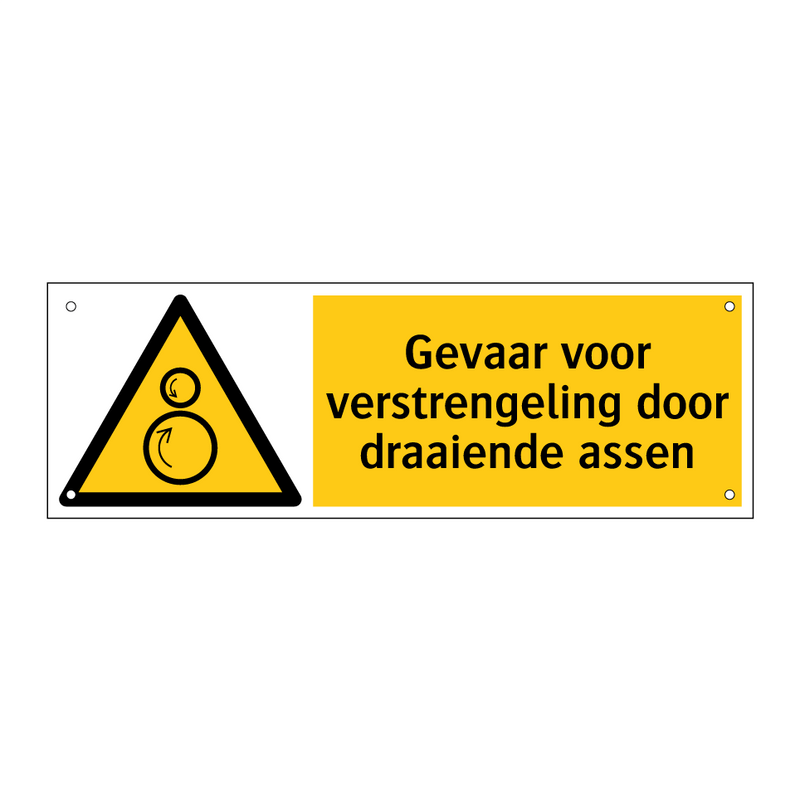 Gevaar voor verstrengeling door draaiende assen