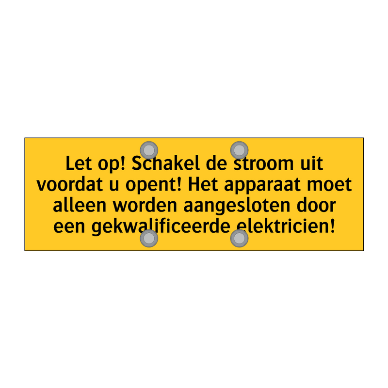 Let op! Schakel de stroom uit voordat u opent! Het /.../