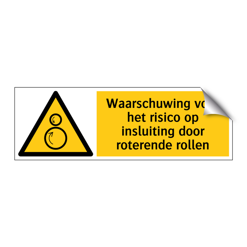 Waarschuwing voor het risico op insluiting door roterende rollen