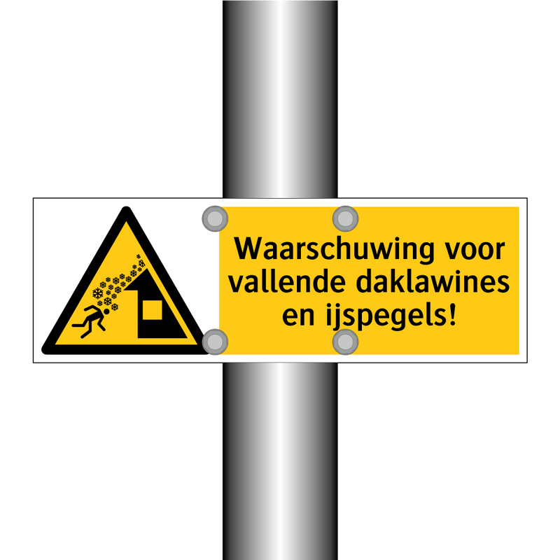 Waarschuwing voor vallende daklawines en ijspegels!