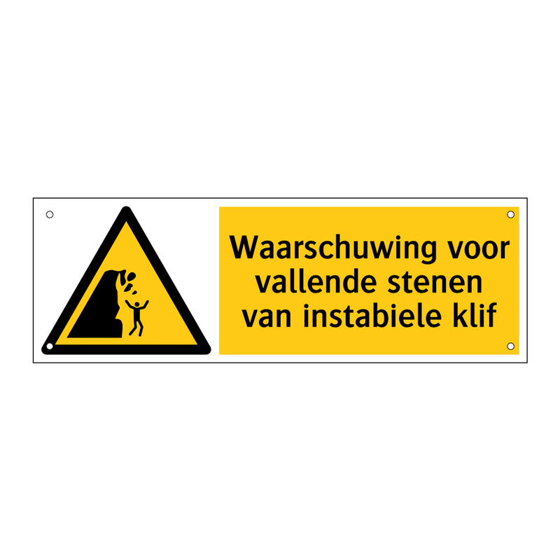 Waarschuwing voor vallende stenen van instabiele klif