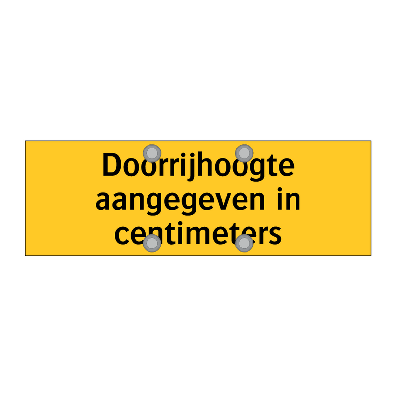 Doorrijhoogte aangegeven in centimeters