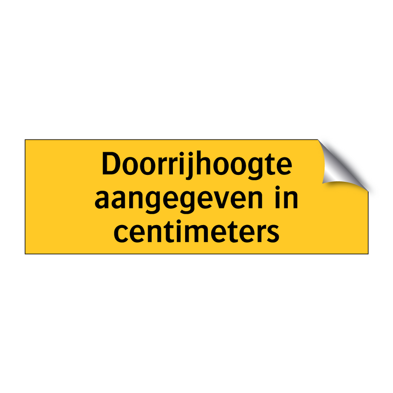 Doorrijhoogte aangegeven in centimeters